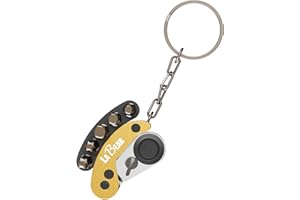 LABEAR - Golden Mini Folding Ratchet Screwdriver Set, 72-Tooth Reversible Pocket Ratchet Wrench with Magnetic, EDC Keychain Tool with 5pcs Bits (H4 H5 H6 T25 T30) for Bike, Car, Home Repair