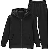 KIDMAU Girls Boys 2 Piece Tracksuit Athletic Sweatsuit Zip Up Hoodie Sweatshirt and Jogger Pants with Pocket Kids Sport Set