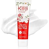 Koji White Kojic Acid Skin Brightening Face Wash for Exfoliating Face, Hydrating Face Moisturizer, Vegan Face Wash, Even Skin Tone with Vitamin C, Flower Extracts, Vitamin E, 2.54 Fl Oz