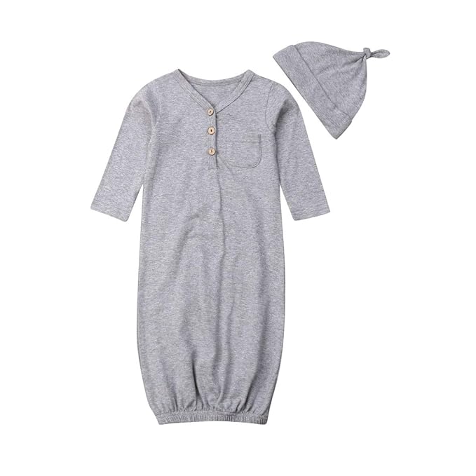 Buy Newborn Baby Boy Girl Long Sleeve Floral Nightgowns with Headband