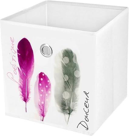 Promobo Panier De Rangement Pliable Salle De Bain Deco Zen Plume Douceur Poetique 12cm Amazon Fr Cuisine Maison