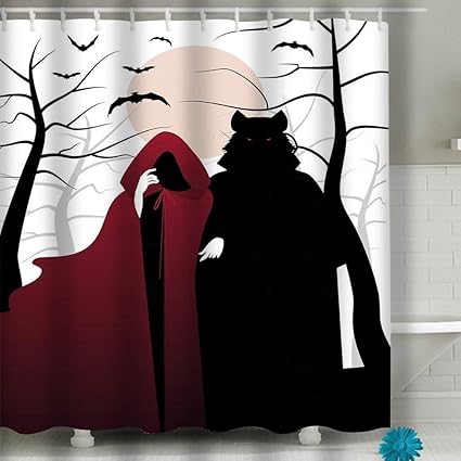 Amazon Com Beach Shower Curtain Little Red Riding Hood Wolf Woods