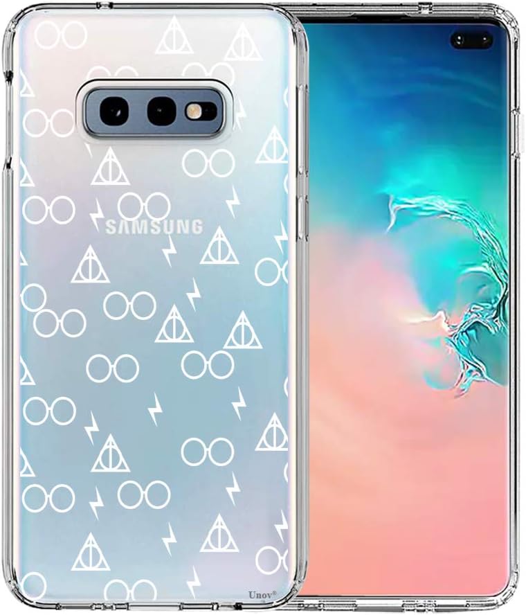 Galaxy S10e Case, Unov Clear with Design Soft TPU Shock Absorption Slim Embossed Pattern Protective Back Cover for Samsung Galaxy S10e 5.8in (Death Hallows)