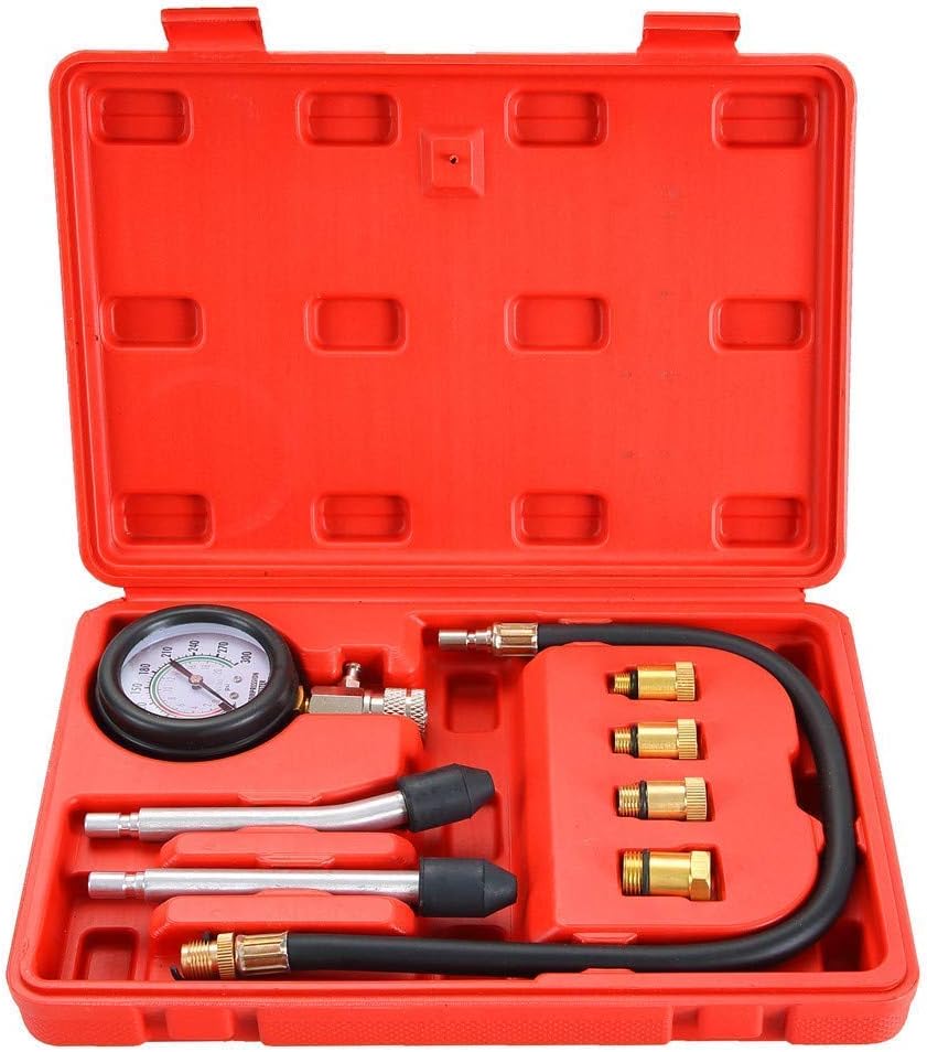 DASBET Petrol Gas Engine Cylinder Compression Tester 0-300 PSI 3" Gauge Kit Auto Tool with O Ring