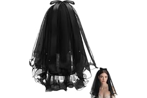 Black Lace Veil with Bow Veil for Bride Wedding Veils for Brides Double Layer Soft Tulle Veil with Pearls Bride Veil Bachelor