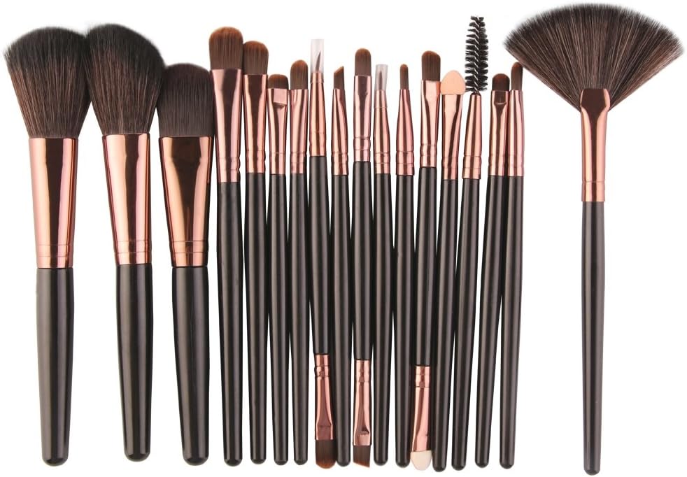 KISSION 18 pcs Makeup Brush Set Blush Foundation Powder Eyeshadow Eyeliner Lip Brush