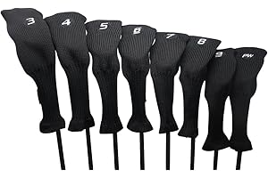 DZOTMYN Majek All Hybrid Head Cover Golf Club Black Sleek Tight Fit Headcover Set 3-PW Acrylic Head Covers 3 4 5 6 7 8 9 PW Easy to See Large White Embroidered Numbers