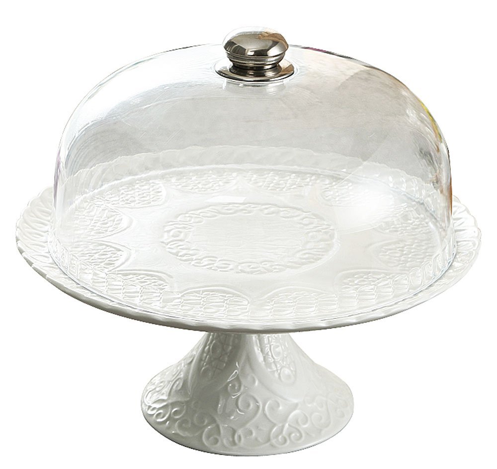 Jusalpha 12 Inches White Ceramic Decorative Cake StandCupcake Stand