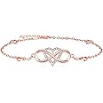 BlingGem Anklets for Women 925 Sterling Silver Infinity Hear Ankle Bracelet Cubic Zirconia Rose Gold Summer Beach Stylish Foot Chain Summer Vacation Jewelry Gift for Mom Women