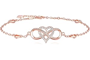 BlingGem Anklets for Women 925 Sterling Silver Infinity Heart Ankle Bracelet Cubic Zirconia Infinity Love Beach Foot Chain Su