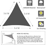 HEYOMART Sun Shade Sail Triangle 3.6m Grey UV 98% PES Water Resistant view 2
