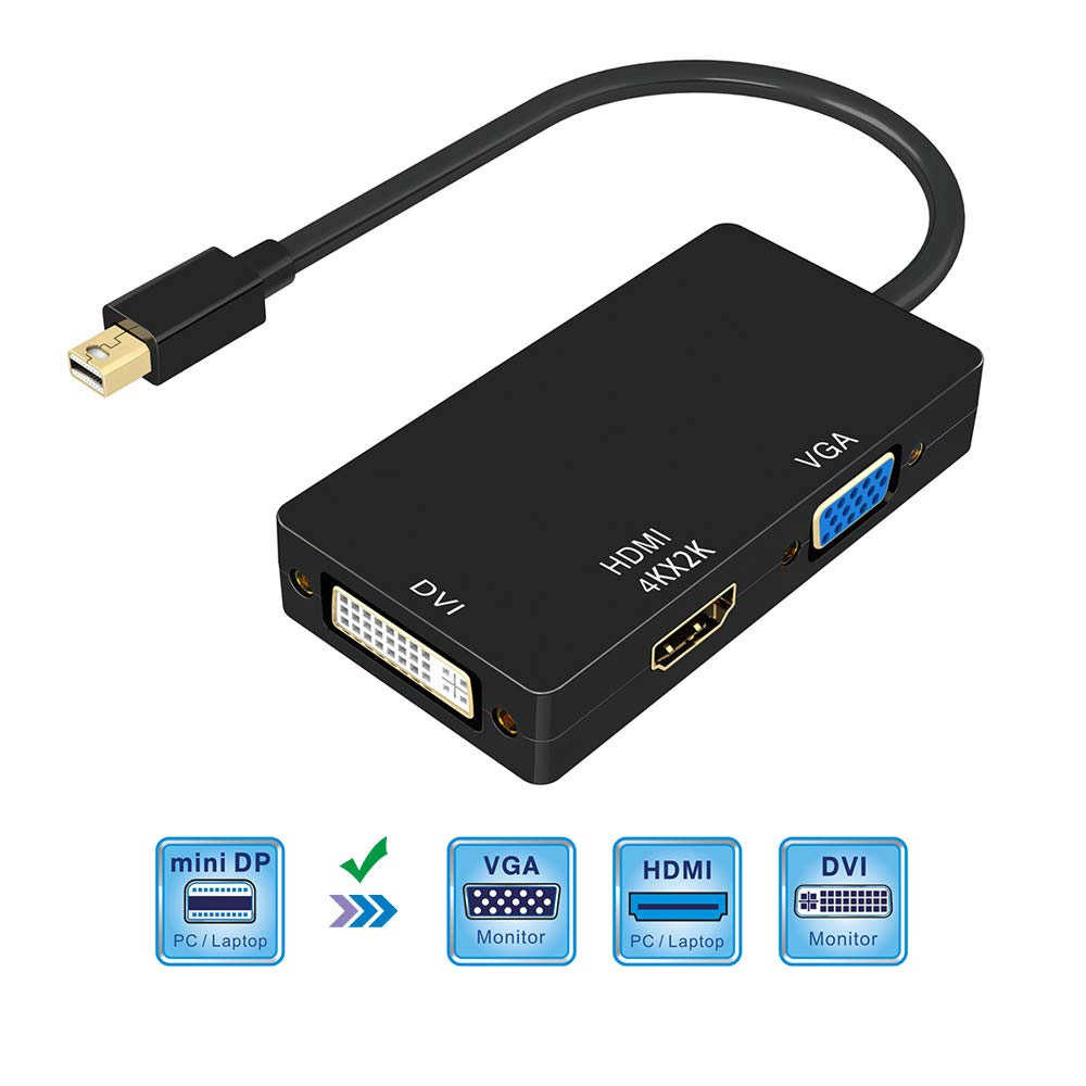 ABLEWE Mini DisplayPort to HDMI VGA DVI Adapter, 4K Mini DP Thunderbolt Video Display Converter for MacBook Air Microsoft Surface Pro 3/4 Surface Book ThinkPad Google Chromebook
