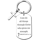 GiftYou Inspirational Scripture Metal Key Chains with Cross Pendant - Bible Verse Keychain Religious Gift for Christian
