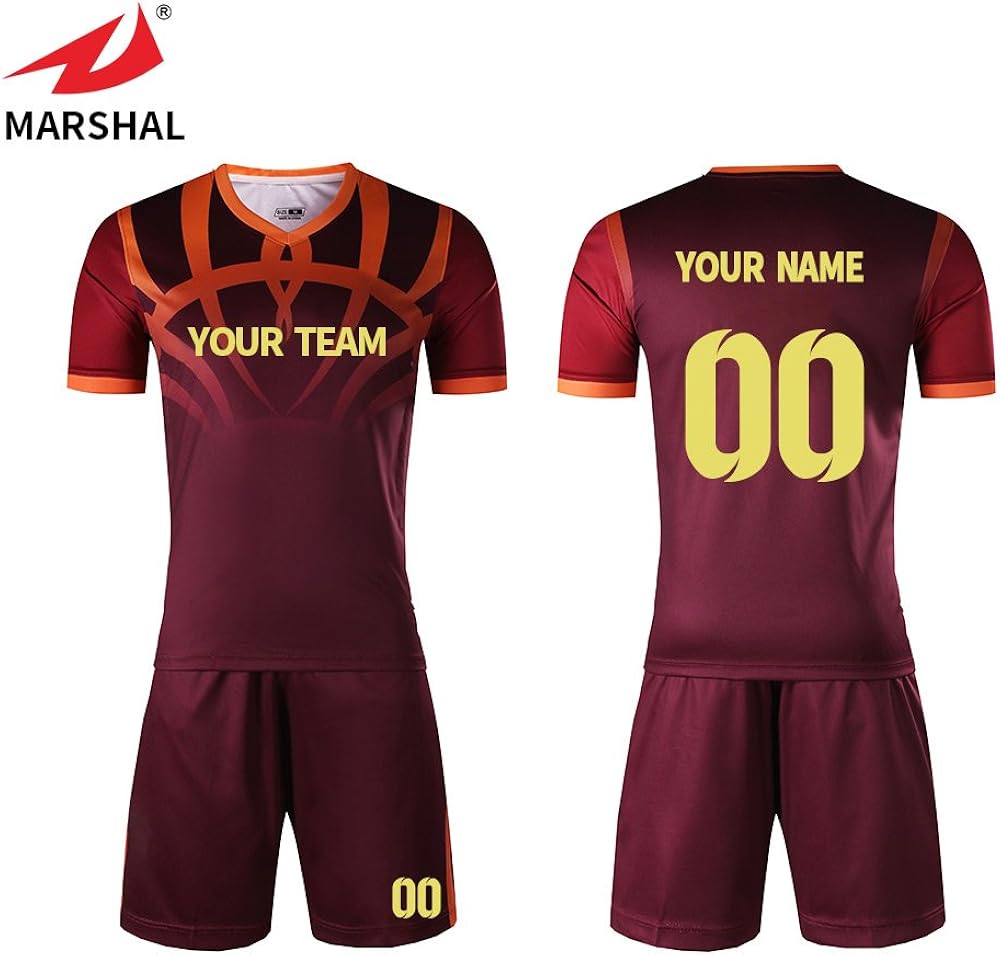 Marshal Jersey Customize Soccer Jersey Soccer Uniforms Men Red Jerseys (3XL) Clothing