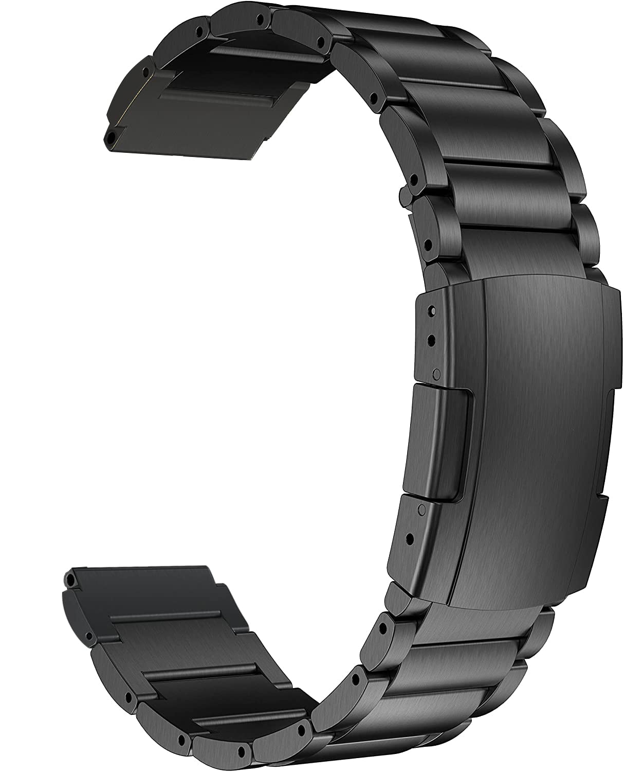 MaKTech Titanium band,22mm Light Weight One-Piece Metal Link Bracelet,Compatible with Galaxy Watch 3 45mm/46mm,HuaWei Watch 4/3 & Ultimate/GT 3 Pro,Amazfit GTR 3/2 (Black) — image 1