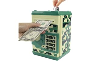 HUSAN Piggy Banks for Kids, Electronic Password Code Money Banks ATM Banks Box Coin Bank for Children Boys and Girls (Camouflage Green)