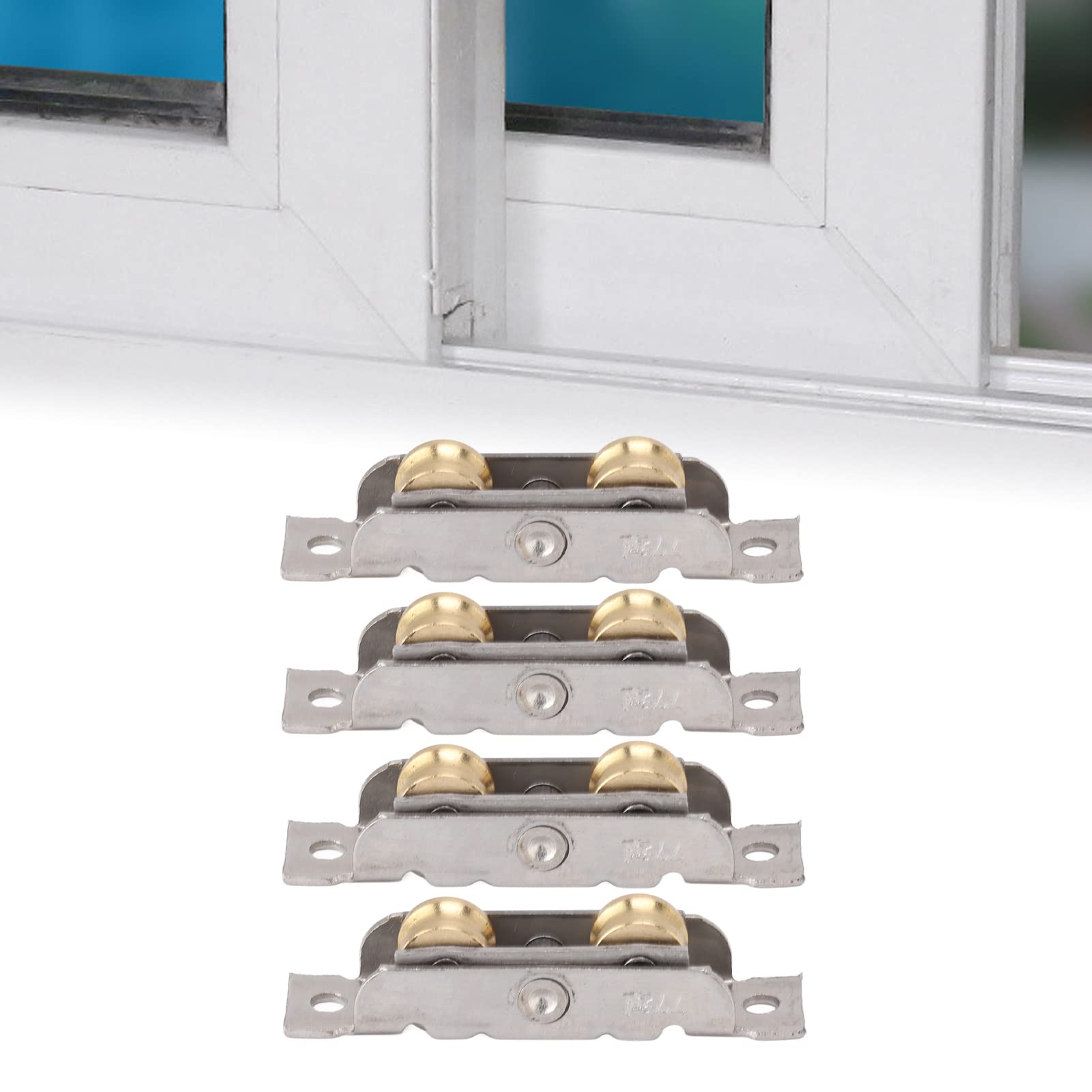 Sliding Patio Door Rollers, 4 Sets Gliding Door Tandem Roller Assembly, Sliding Glass Door Door Wheels, Metal Wheel Replacement for Sliding Glass Door Screen Door Gate Window (Concave Wheel)
