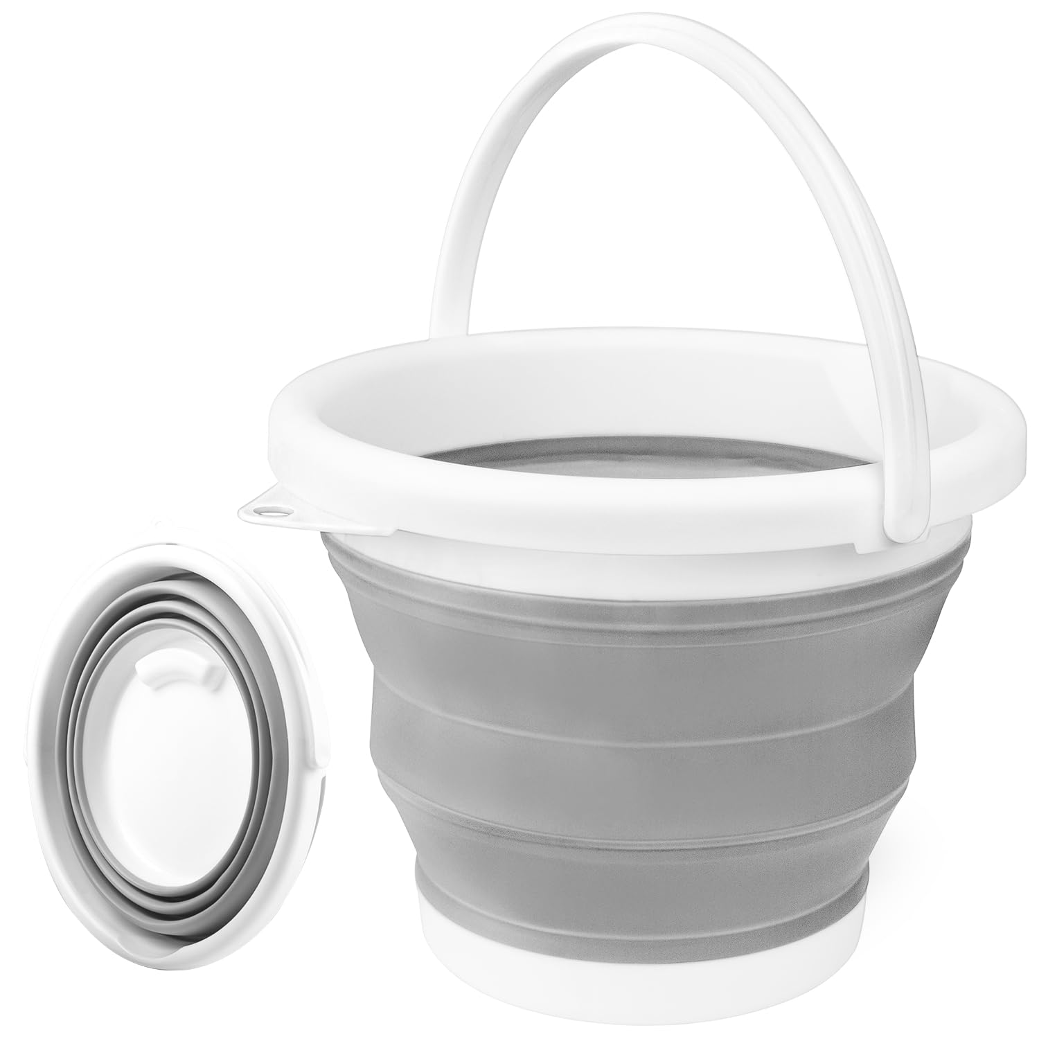 Photo 1 of Collapsible Bucket with Handle 10L(2.6 Gallon), Portable Mop Bucket for Cleaning, Silicone Ice Buckets for Outdoor Camping Fishing Car Washing Household Cleaning Supplies, Large Plastic Wash Basin Tub