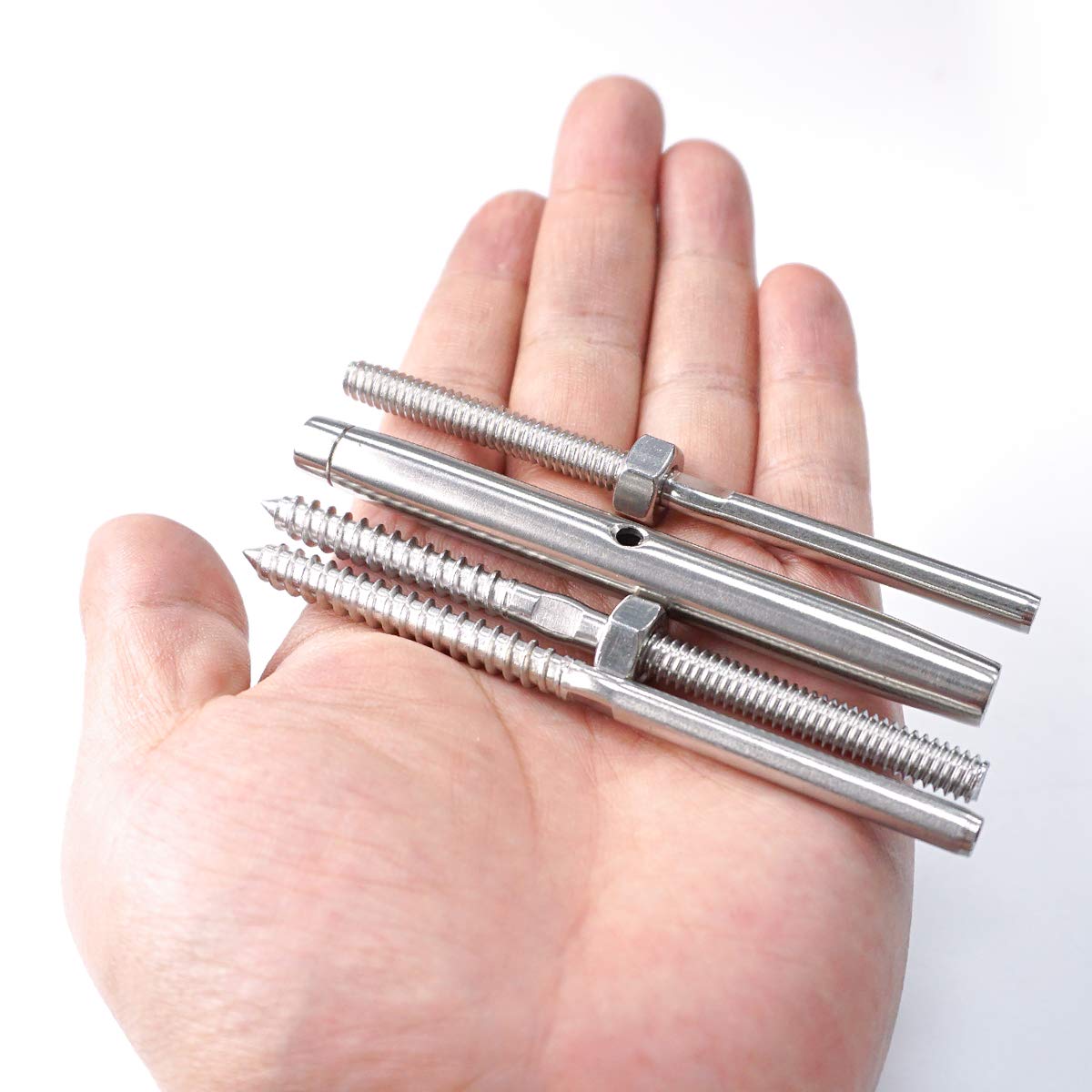 Stainless Steel Turnbuckle & Cable Clamp Kit - 12 Clips, 2 Turnbuckles, 4 Thimbles For 3/16" Wire Rope