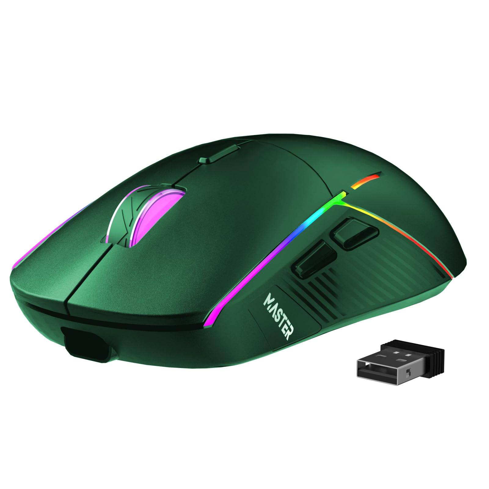 FFJ Wireless Gaming Mouse, 24000 DPI, Tri-Mode 2.4G/USB-C/Bluetooth 5.3 Gaming Mouse Wireless, RGB Programmable Mouse Gamer, 75Hrs Battery Life, Rechargeable Gaming Mice for PC, Mac, PS5, Xbox - Green