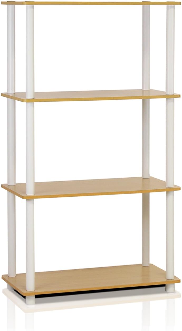Furinno (99557BE/WH) Turn-N-Tube 4-Tier Multipurpose Shelf Display Rack - Beech/White: Kitchen & Dining