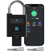 eLinkSmart Fingerprint Padlock with Key Backup, Heavy Duty Weatherproof Bluetooth Biometric Keyless Electronic Digital Smart Pad Lock for Gate Outdoor Fence Storage Locker Pool Shed