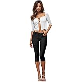 Hybrid & Company Women's Ultra Stretch Mid Rise Skinny Capri Pants with Pockets