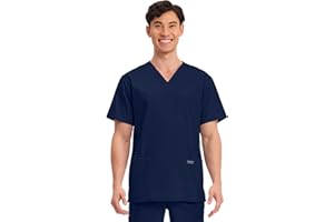 Cherokee Men's V-Neck Top Traditional fit with 4 Pockets, Ultra Soft, Durable, Fade Resistant, 2-Way Stretch Fabric - WW695