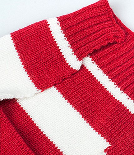 MaruPet New Year Doggie Ribbed Halloween Two-leg Sweater Knitwear Turtleneck Striped Elk Printed Christmas Cotton Vest Top for Teddy, Chihuahua, Shih Tzu, Yorkshire Terriers, Golden Retriever Red M