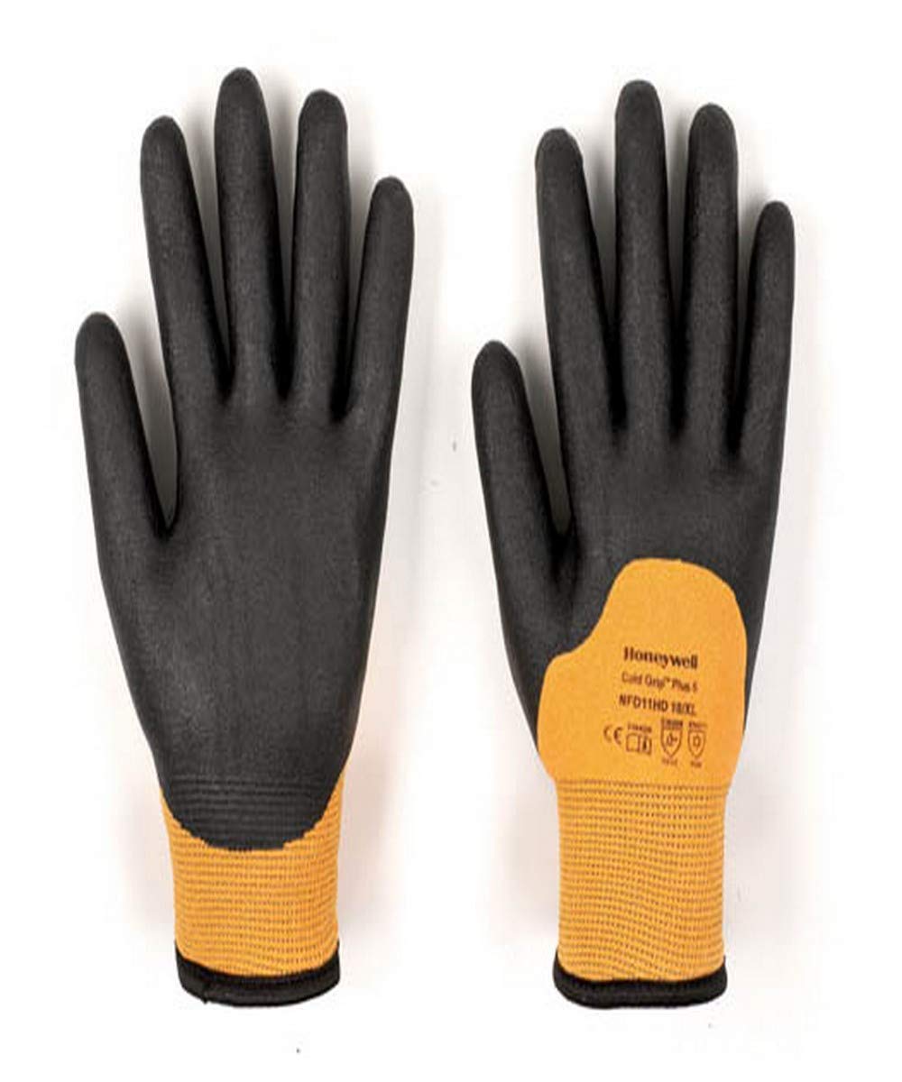 Honeywell Cold Grip Plus 5 Cut Resistant Gloves NFD11HD, Brushed Thermal Inner Liner, High-Viz Orange Outer Shell, Foamed PVC Coating, Reusable, Size 10XL (BAG of 12 Pairs)