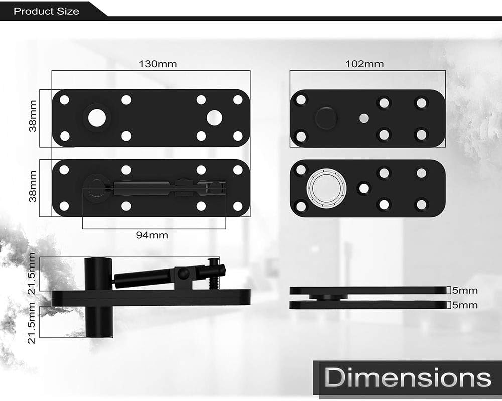 FRMSAET Heavy Duty Stainless Steel Hidden Door Pivot Hinge System Furniture Hardware 360 Degree Rotation Wooden Invisible Door Hinges Set Up Down Shaft - Image 5