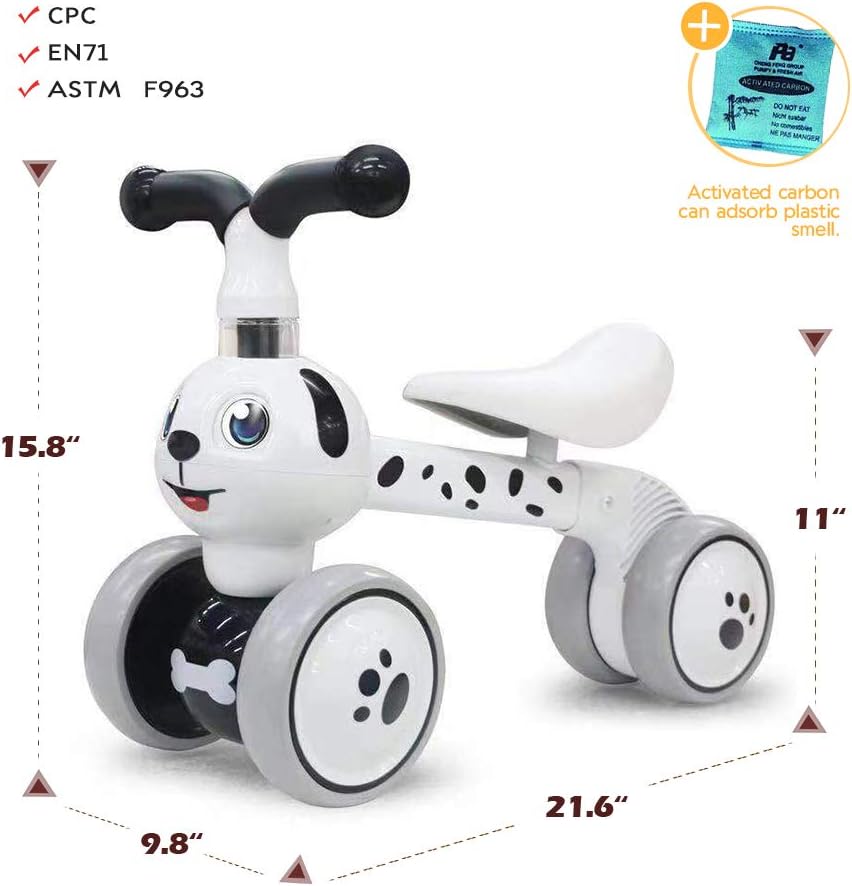 Baby Toddler Tricycle Bike No Pedals 10-36 Months Ride-on Toys Gifts Indoor Outdoor Balance Bike for One Year Old Boys Girls First Birthday Thanksgiving Christmas (Dalmatian): Sports & Outdoors