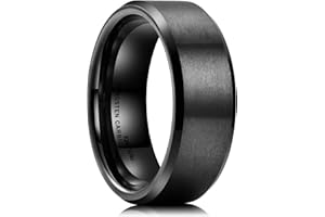 King Will Basic Unisex Silver/Black/Blue/Rose Gold/Gold/Purple Tungsten Carbide Matte Polished Finish Wedding Beveled Edge Engagement Band Ring for Men Women