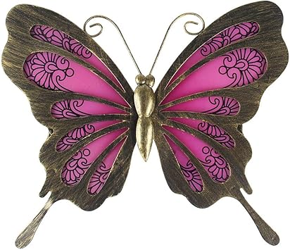 Amazon Com Liffy Metal Butterfly Wall Art Outdoor Garden Decor Red Fence Decorations For Patio Or Bedroom Home Kitchen