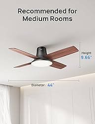 Dreo Ceiling Fans with Lights and Remote, 44 inch