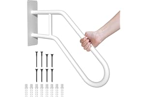 UCANVIN 28.7” Safety Grab Bars for Stairs, Handrail for Outdoor Steps, U-Shaped Railings for 1-3 Steps, Stainless Steel Garage Railing for Garden,Yard Garage Interior or Exterior Stairway,White