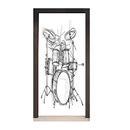 Amazoncom Homesonne Rock Music 3d Door Wallpaper Doodle