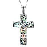 TYSO Tree of Life Cross Necklace 925 Sterling Silver Mustard Seed Necklace Tree of Life Pendant Jewelry Gifts for Women