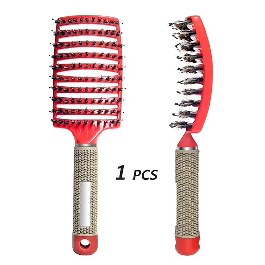 Vented Curved Hairbrush, Boar Bristle Hair Brush for Women, Wet Dry