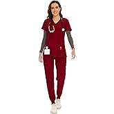 COZYFIT Scrubs for Women Set - Stretch V-Neck Scrub Top & Jogger Pant with 8 Pockets COZY SCRUBS