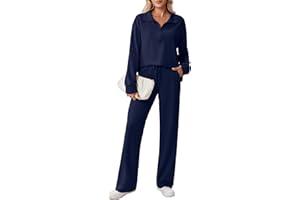 PINSPARK 2 Piece Sets for Women 1/2 Zip Sweatsuit Loose Fit Sweatshirt Straight Leg Pants 2025 Matching Outfit Fall Tracksuit