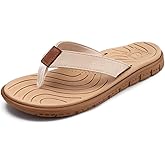 KuaiLu Womens Casual Flip Flops with Comfortable Arch Support Yoga Mat Summer Beach Walking Thong Cushion Sandals Lightweight Flats Non-Slip Shoes Indoor Outdoor