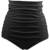 COCOSHIP Women's Retro High Waisted Bikini Bottom Ruched Swim Short Tankinis(FBA)