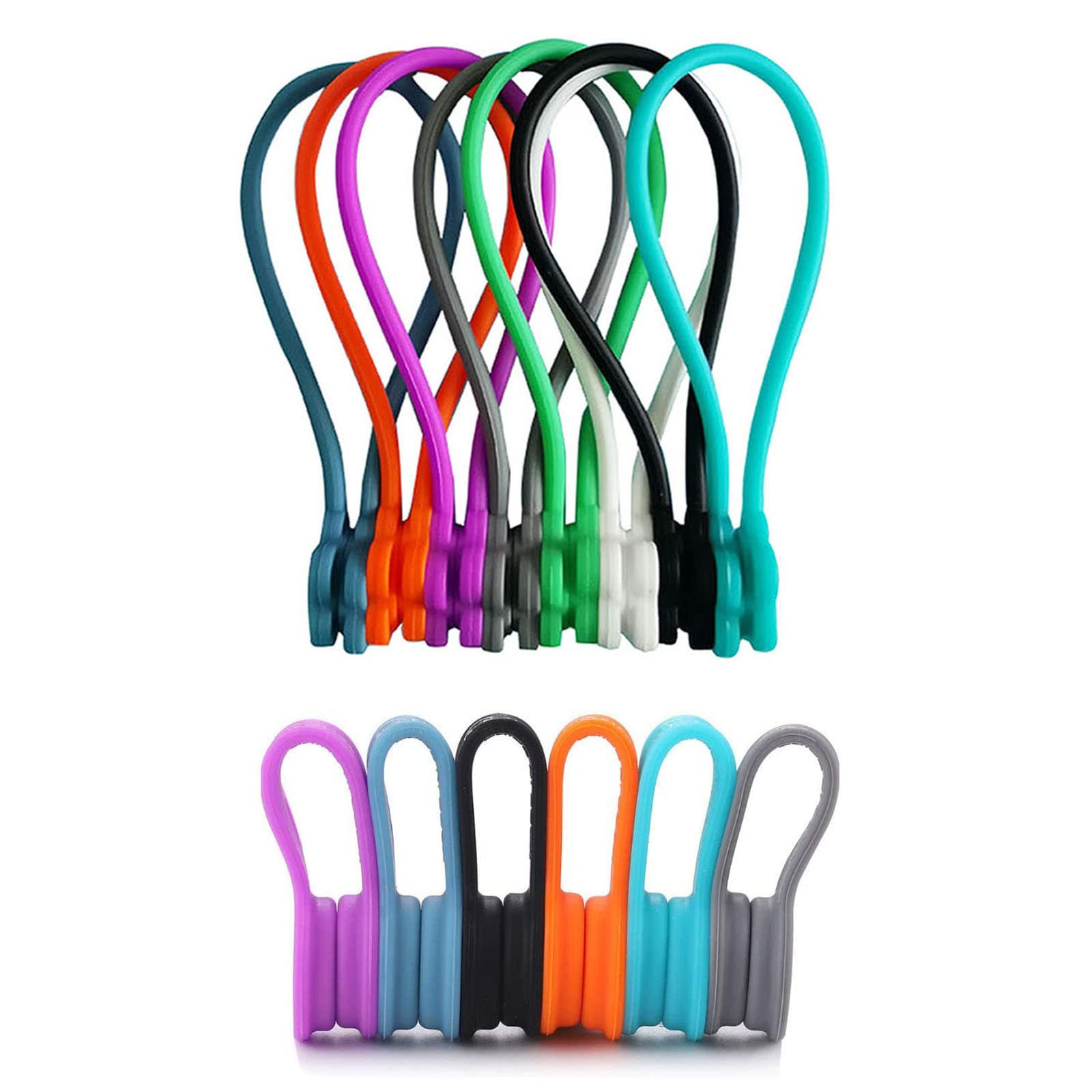 Magnetic Cable Organizers - Reusable Fastening Ties, Multipurpose Silicone Winder for Headphone Lines, USB Cables