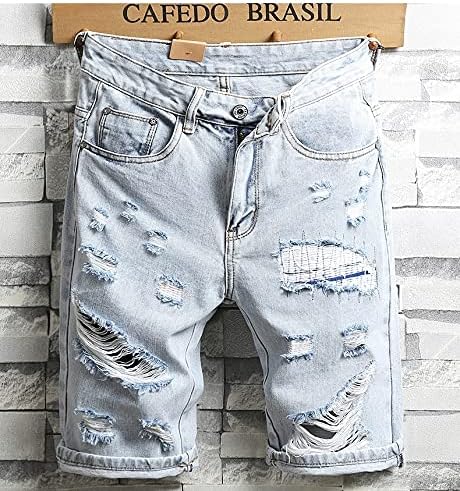 New Summer Men Holes Denim Shorts Light 