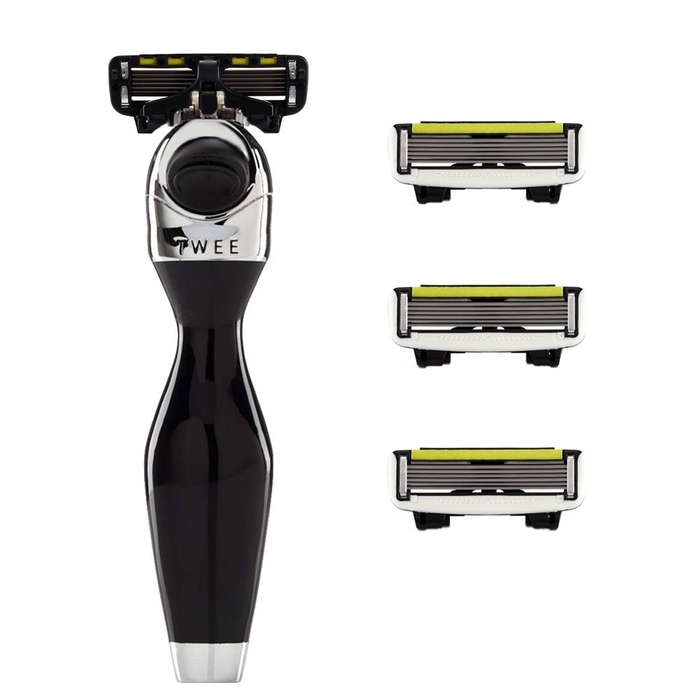 SHAVELAB Twee Black Edition Nassrasierer für Herren mit 4x P.6 Klingen