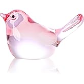 YWHL Handmade Crystal Pink Bird Figurines, Animals Gifts for Birds Lovers Women Men, Art Glass Birds Collectible for Home Decor, Desk Table Home Office Decoration