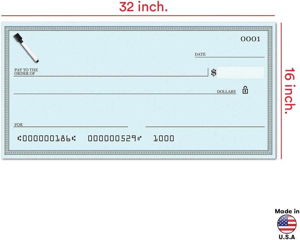 Pixelverse Design - Giant Award Presentation Check - 16x32 Inches - Large Novelty Check for Endowment, Donations, Fundraiser - Big Oversized Raffle Reward Winners Check (Green): Everything Else