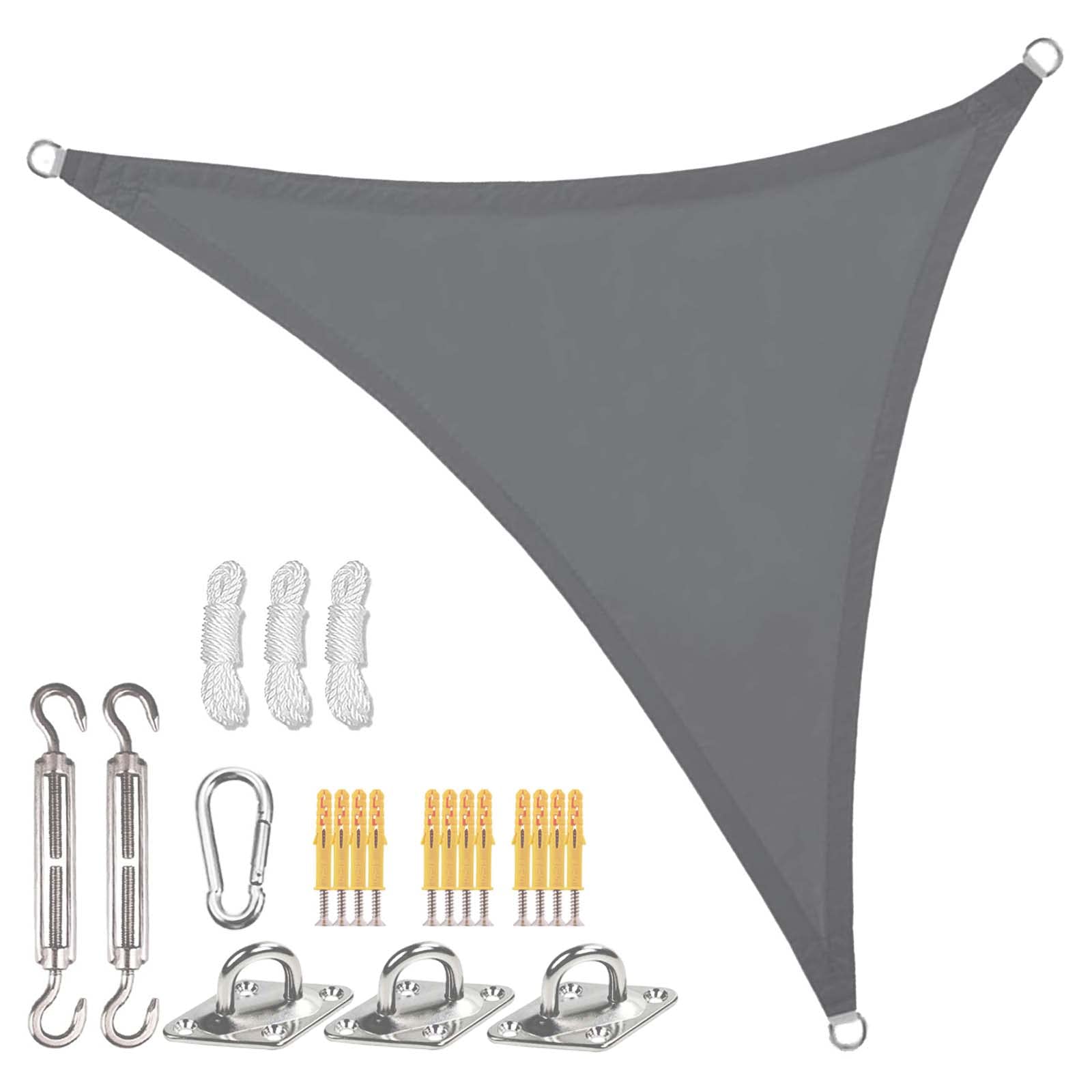 Sunal Sun Shade Sail Waterproof 3×3×3m with Installation Fixing Kit, Triangle Outdoor Garden Shade Sail Canopy,PES Polyester and Tear Resistant,Sail shade for Outdoor Garden Party Backyard Lawn,Grey