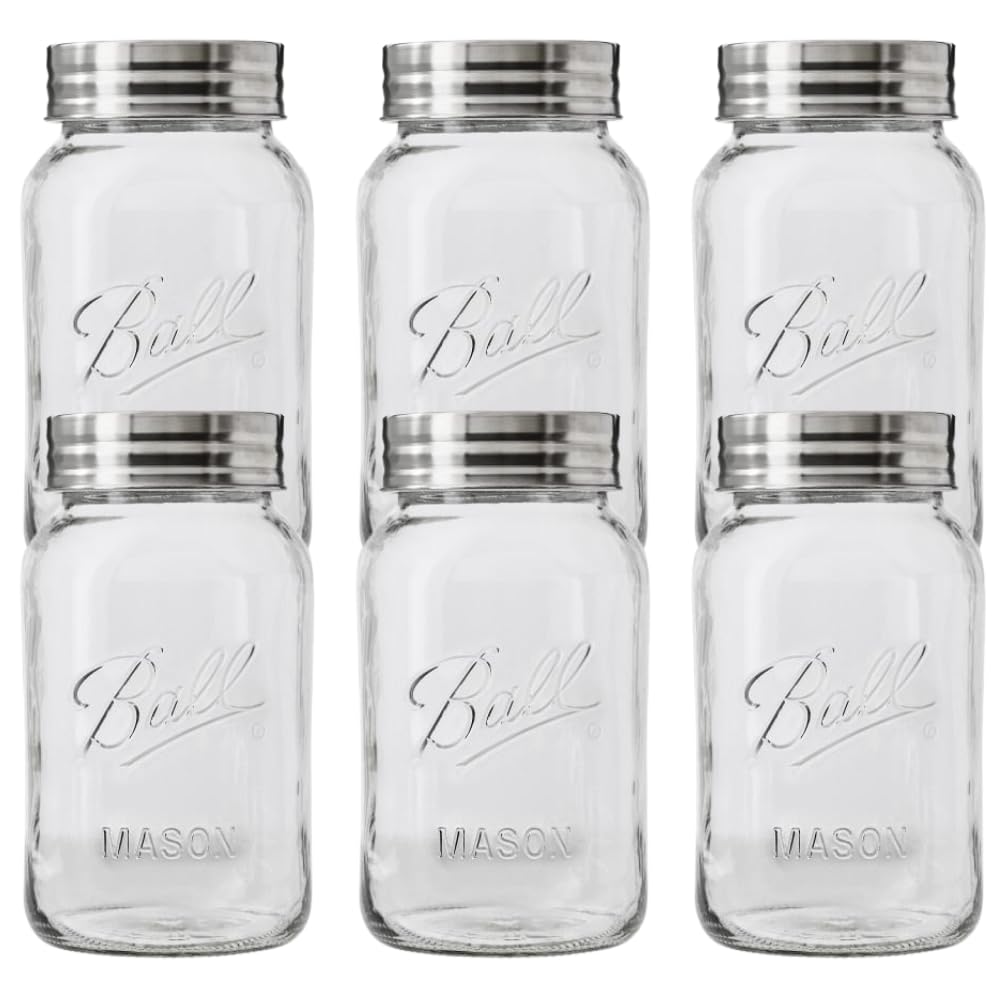 Photo 1 of Ball Regular Mouth Glass Mason Jars with Lids and Bands, Used for Canning (Quart, 32 Ounce (Pack of 6))